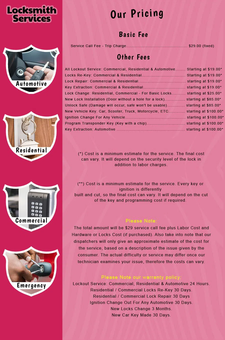 Marlton NJ Locksmith Store Marlton, NJ 856-320-5136 - price-list-c-18